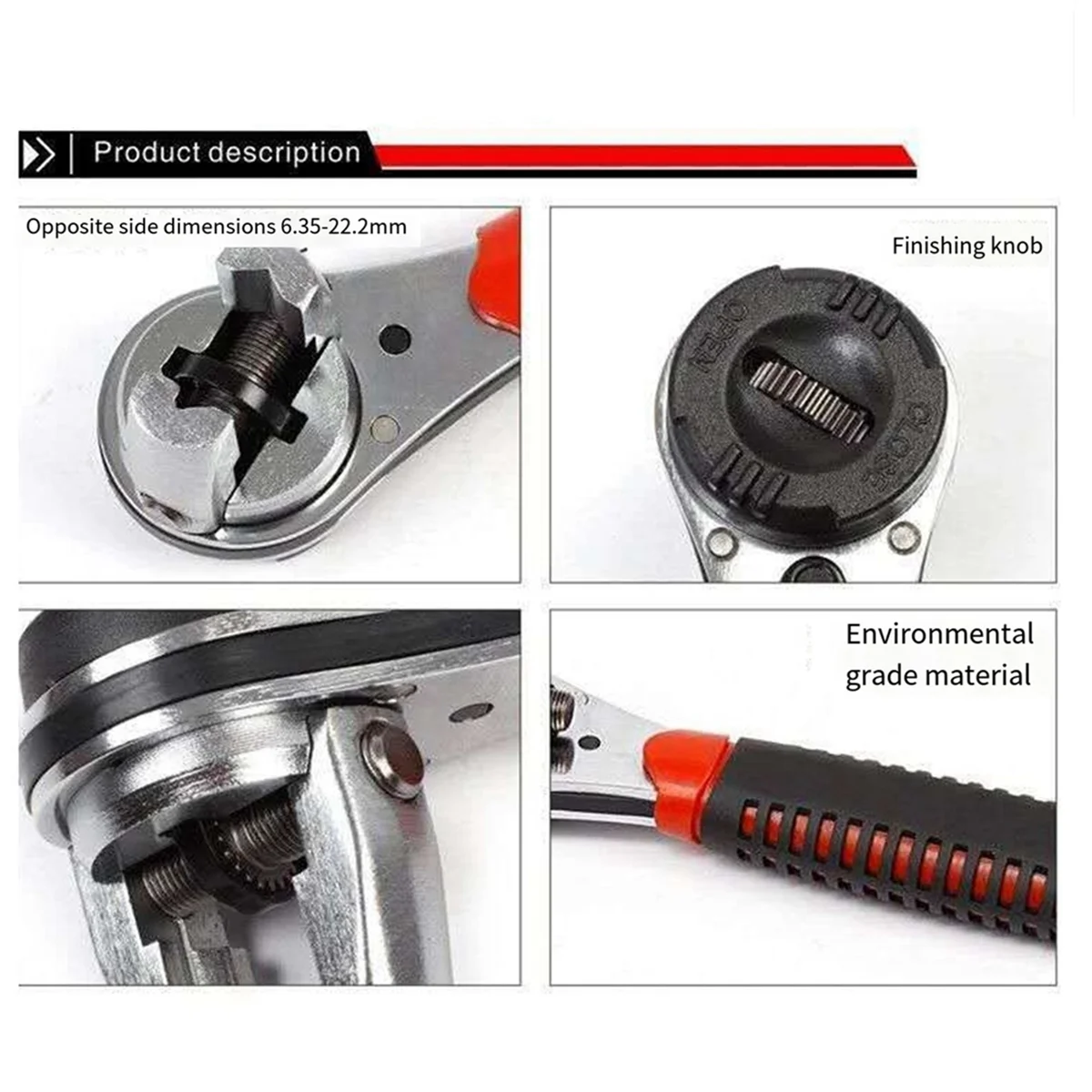 Universal Adjustable Ratchet Wrench is Suitable for 6-22mm Screw Adjustable Socket Wrench with Anti-Slip Handle.JAS