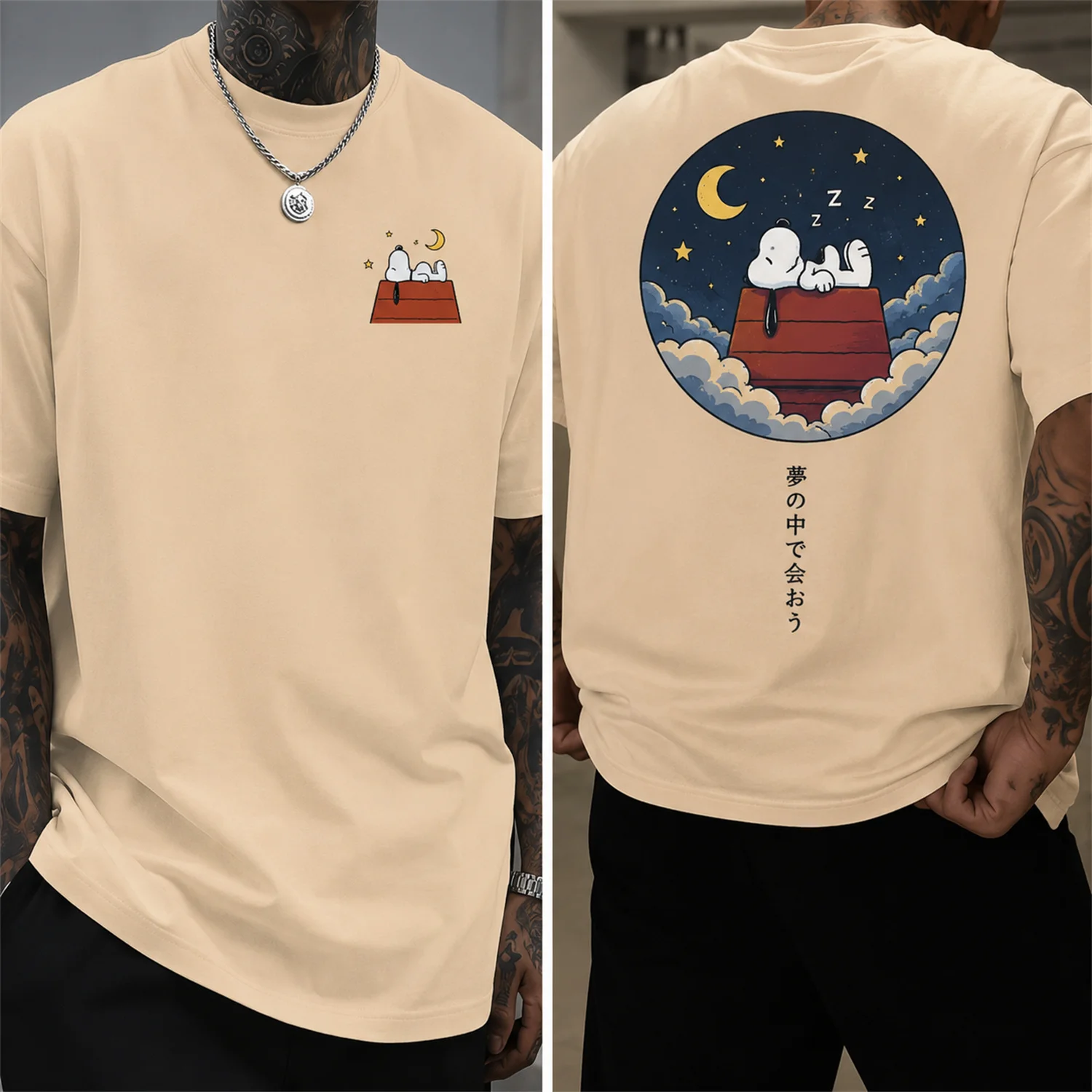 Herren Snoopy Baseball Baumwoll-T-Shirt Peanuts Cartoon Grafik-T-Shirt Kurzarm Y2K Streetwear Casual Top – Detail 7