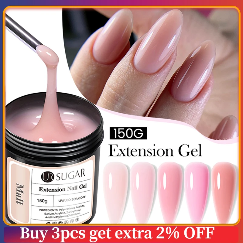 

UR SUGAR 150g Jelly Gel Nail Extension Gel Milky White Nude Pink Fast Building UV Nail Hard Gels Self Leveling Construction Gel