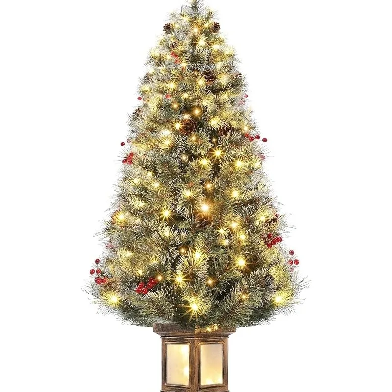 

1 Plastic, Iron Christmas Tree - Fat Tree Body Including 4.5Fth Potted Tree for Table Desk Farmhouse Porch Christmas Decoration