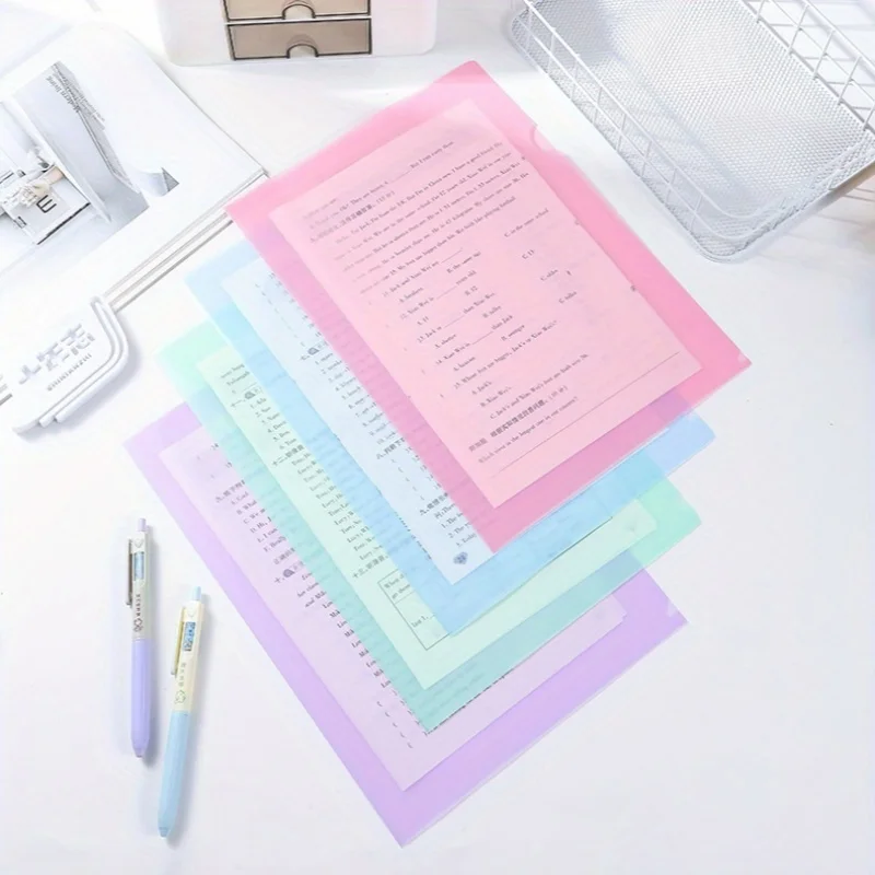 

4 цветных папки Morandi серии L-образной формы, прозрачные пластиковые обложки из полипропилена формата А4, защита офисной и листой музыки, органайзер для файлов