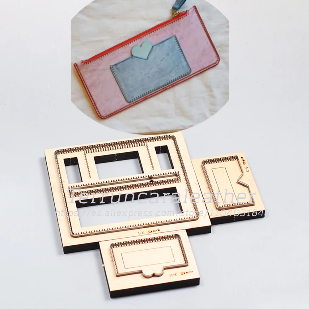 

Cutting dies for DIY leather craft long wallet heart cardholder 95x200mm