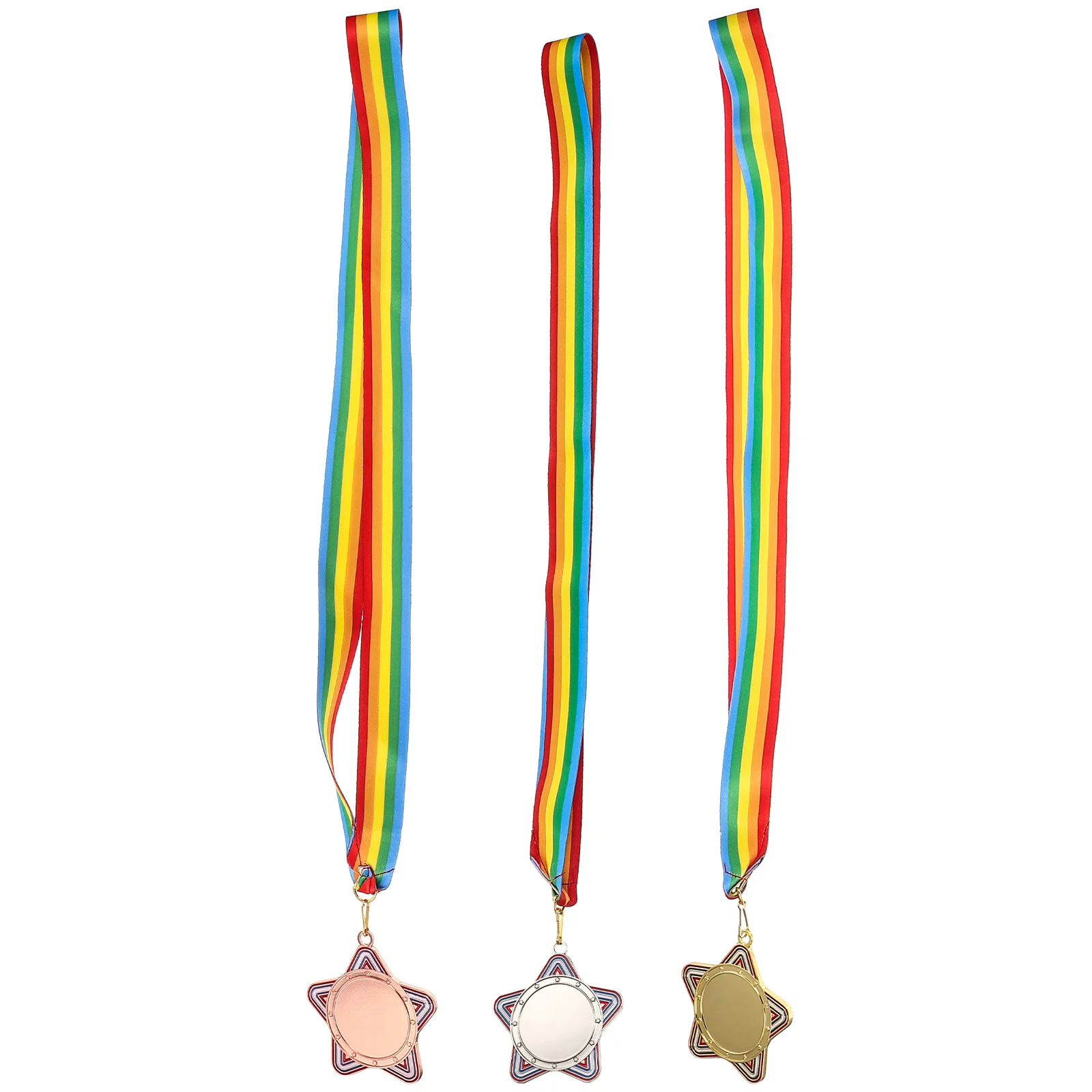 

3pcs Kids Award Medals Alloy Medal Kit Cartoon Design Lanyard Party Prizes School Competition Rewards Children Party Favors Team