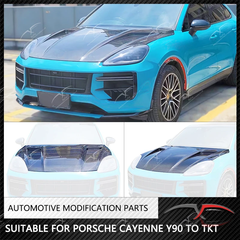 Suitable for Porsche Cayenne Y90 modified TKT carbon fiber modified car engine hood engine hood decorative parts