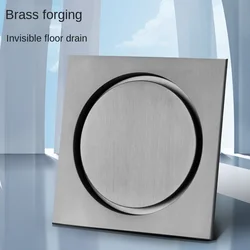 Round invisible pure copper all copper floor drain shower room balcony kitchen toilet odor-proof floor drain