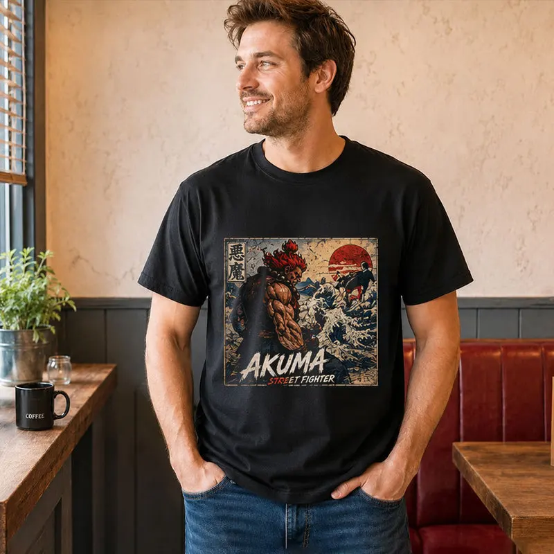Akuma Street Fighter T shitr Cool Anime Gamer Gift 0813 Retro Arcade Fighting Game Tee Hadouken World Warriors Unisex Top S-6XL