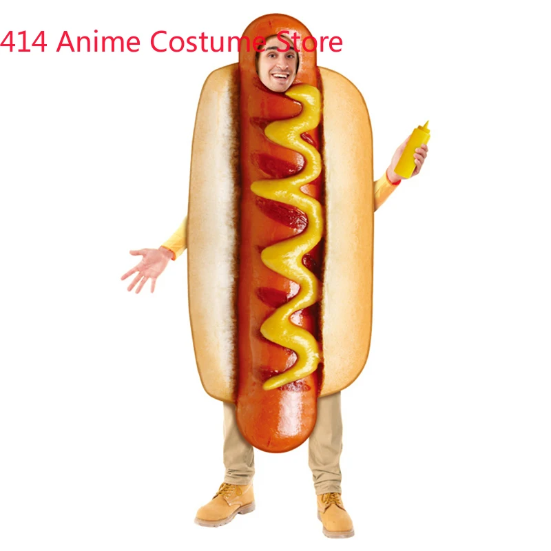 Unisex Food Sausage Hot Dog Costume Tunic Sponge Suit Adult Men Women Funny Purim Halloween Party Fancy Dress Cosplay