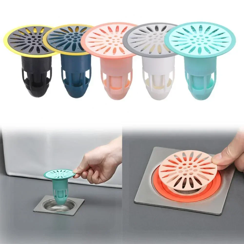 Colador de suelo de ducha para baño, núcleo de drenaje de silicona, antiolor, filtro de drenaje de agua para baño, cubierta de alcantarillado para fregadero a prueba de insectos, 1 piezas