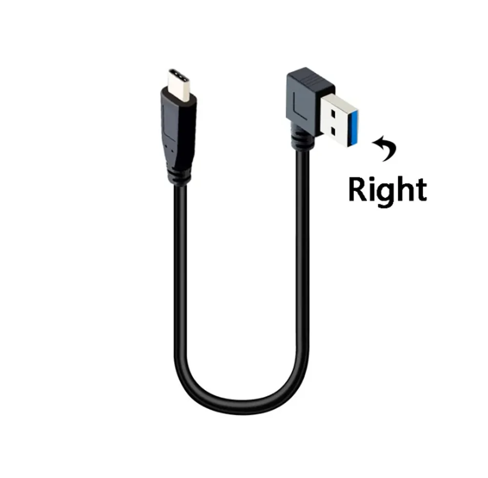 

90 Degree UP Down LeftRight Angle USB 3.0 (Type-A) Male to USB3.1(Type-C) Male USB Data Sync, Charge Cable Plug (Black) 0.2 m