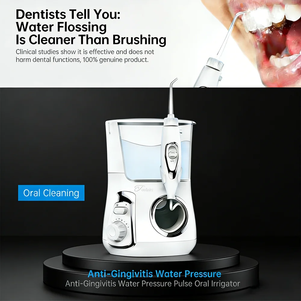 

Countertop Electric Dental Flosser Oral Irrigator 800ML 10 Modes 5 Nozzles Oral Spa Care Equipment