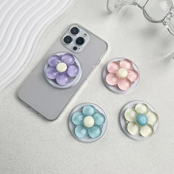 Magnetic Cute Floral Retractable Grip for Magsafe IPhone Transparent Resin Candy-Colored Flower Phone Holder Foldable Stand