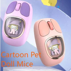 New 2.4G+Bluetooth Tri-Mode Cartoon Pet Doll Mice Convenience Fashion Cool Ergonomic Office Mute Wireless Mouse For Girls Gifts