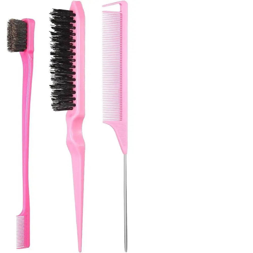 5Pcs/set Grooming Hair Styling Comb Set Rat Tail Comb Hair Tail Tools Bristle Hair Brush Braid Tool Edge Brush Teasing Brush