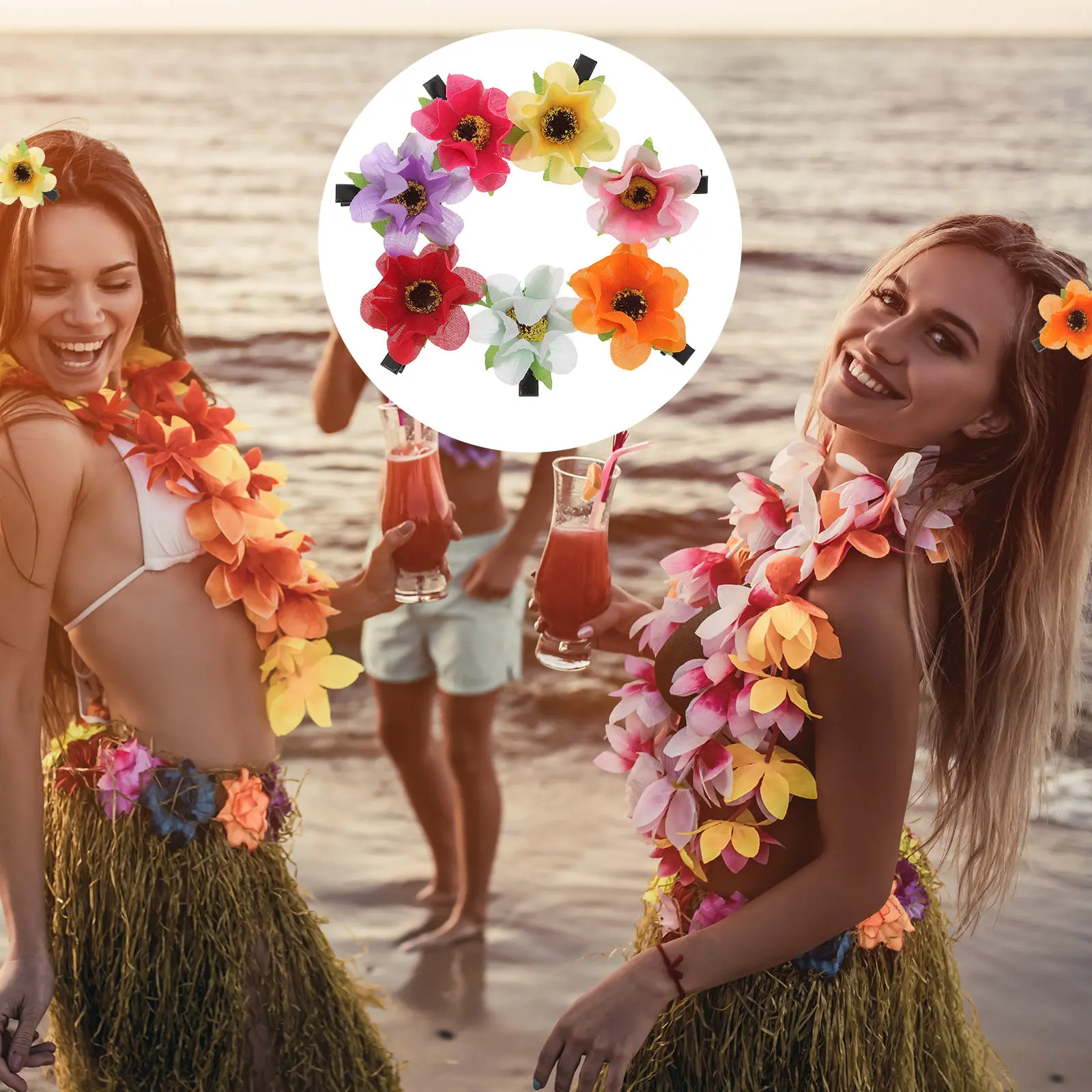 

28Pcs Exquisite Artificial Flower Hair Clips Elegant Floral Hairpins for Women Beach Wedding Travel Party Styling Accessories