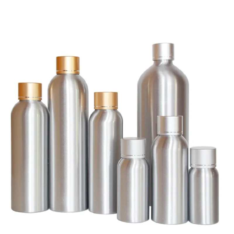 

250ml Aluminium metal bottle silver gold screw lid for lotion emulsion serum facial toner shampoo skin care cosmetic packing