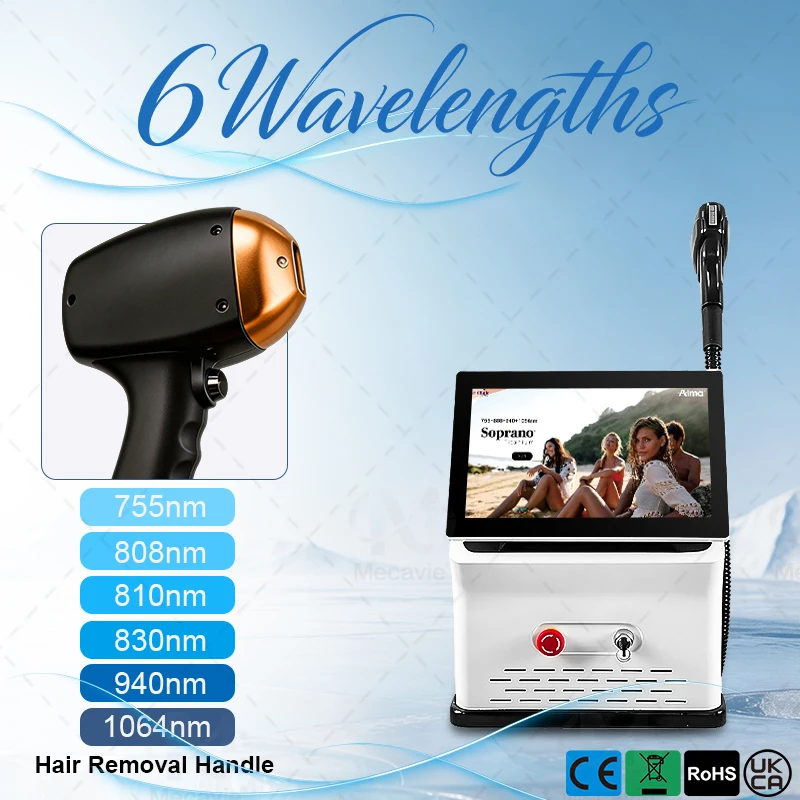 6 Wave 808nm Diode Laser Machine FAC Ice Painless Hair Removal Skin Rejuvenation Salon Suitable for All Skin Tones