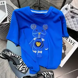 Klein Blue Tshirt vestiti estivi per le donne moda coreana Diamond Bear Designer di lusso top a maniche corte in cotone oversize