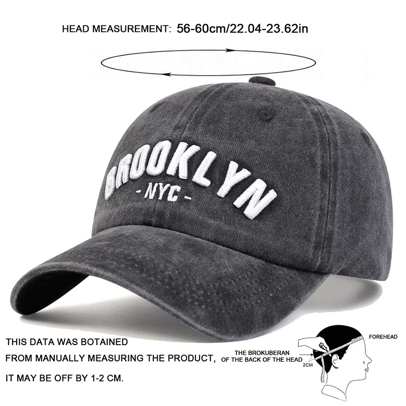 للجنسين بروكلين إلكتروني التطريز غسل قبعات البيسبول الربيع والخريف في الهواء الطلق قابل للتعديل قبعات عادية واقية من الشمس قبعة قبعة رياضية