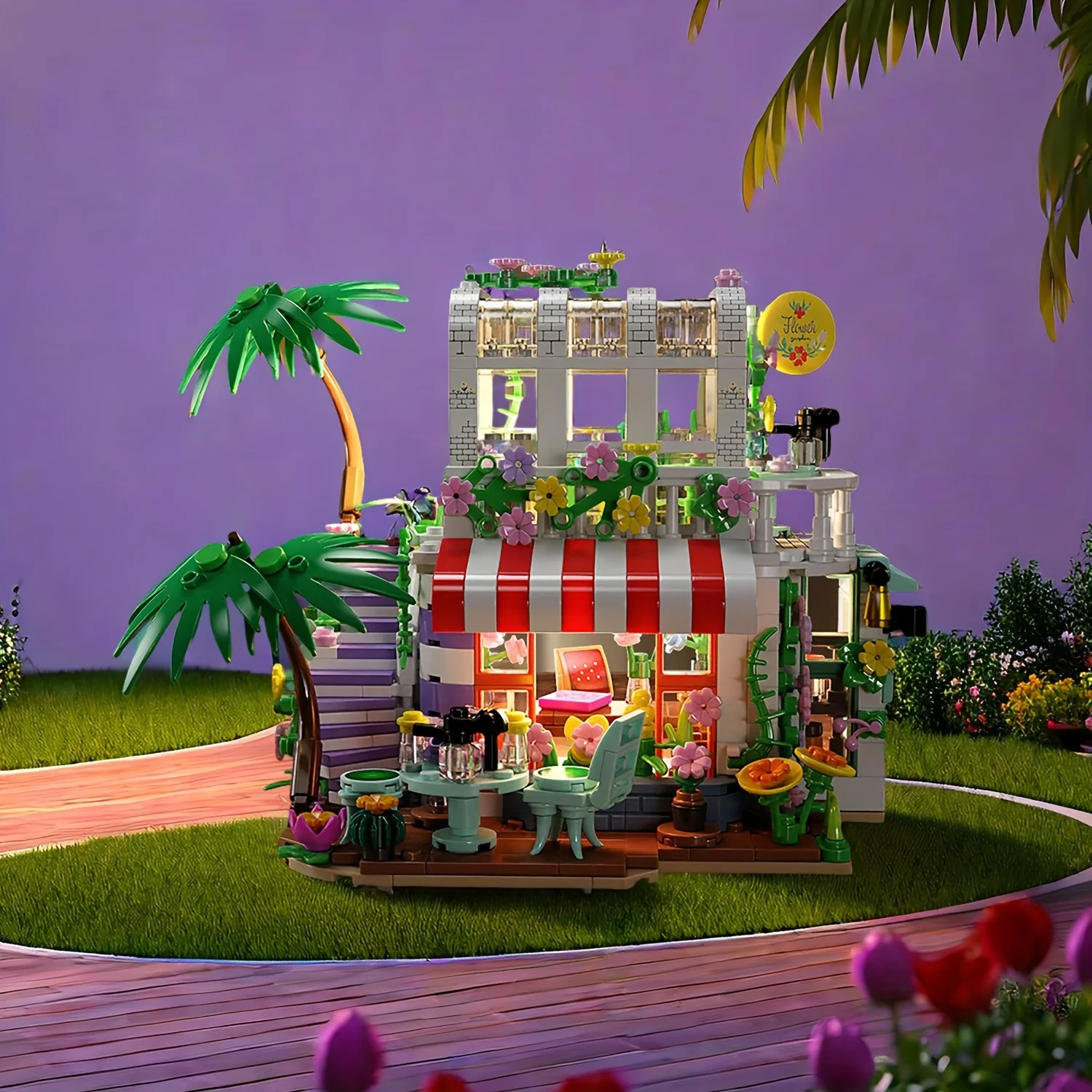 705 stks Tuin Yard Bouwstenen Stad Straat Scène met LED Verlichting Desktop Display Collector Kerstmis Nieuwjaar Verjaardagscadeau