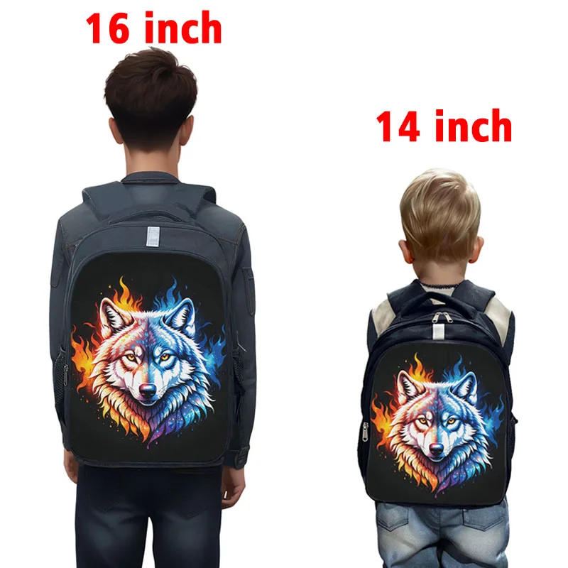 Ice Fire Wolf Backpacks Fantasy Tiger Lion Fox Animals Teenager Storage Bag Children School Bags Bookbag Daypack for Travel Gift