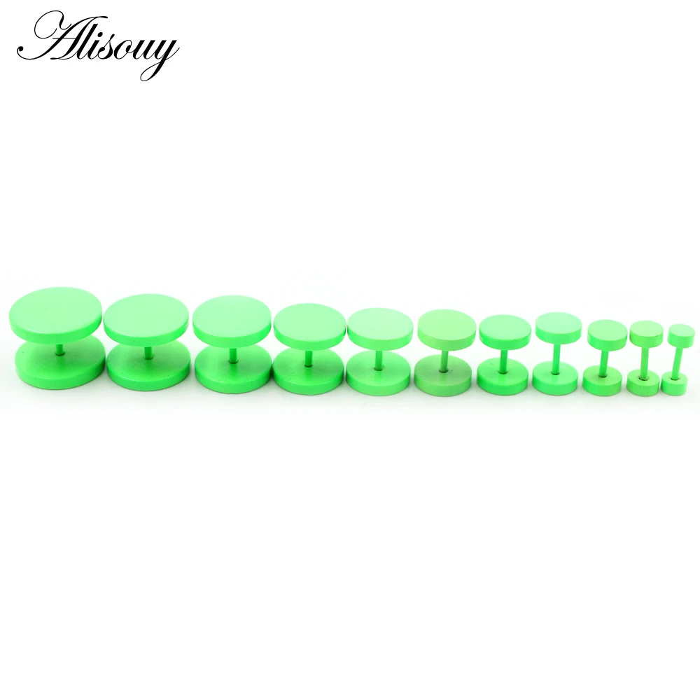 Alisouy 2PC Double Sided Round Stud Earrings White/Yellow/Green Color 4mm-14mm Men Earring Ear Jewelry