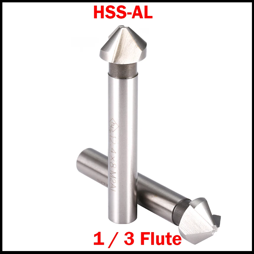 20mm 25mm 30mm 40mm 50mm 1 Flute M2AI HSS-AL Piloted Countersink Drill Bit CNC Chamfer Tool Counterbore End Mill Milling Cutter