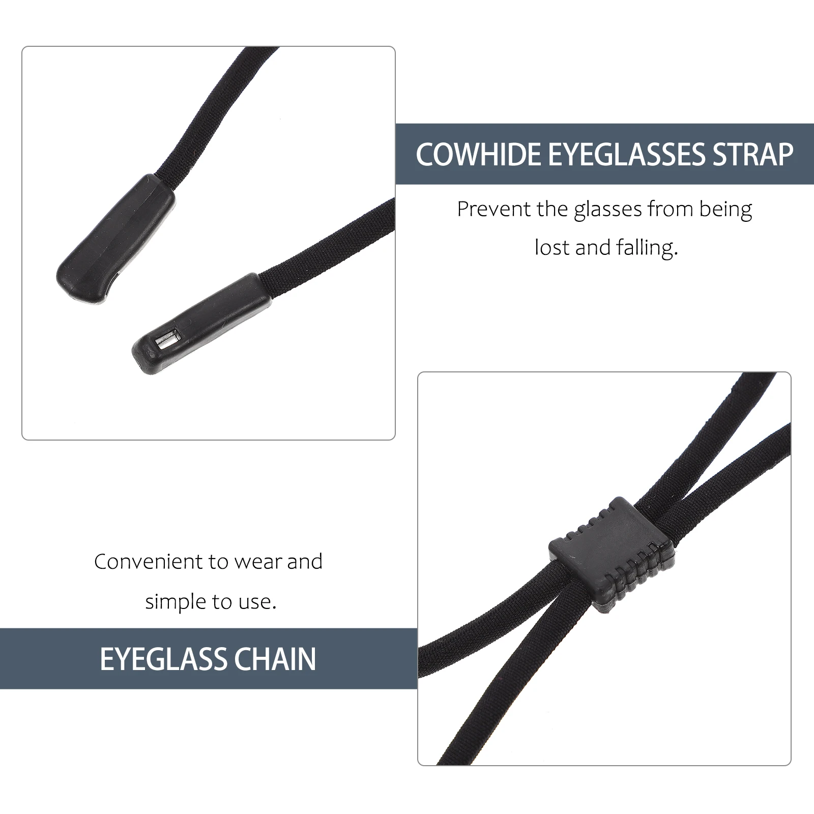 

5 Pcs Glasses Chain Eyeglass Sunglasses Strap Elasticity Black Eyeglasses Cords