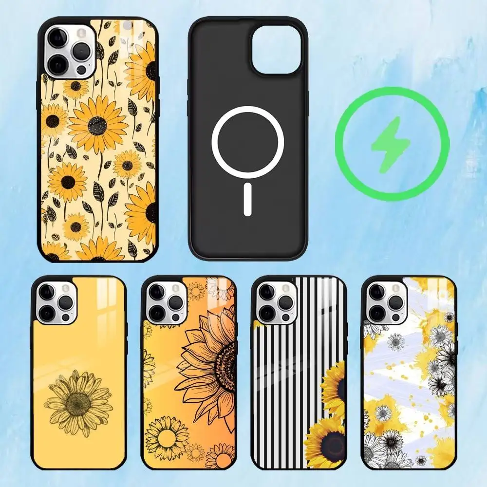 

B-Beautiful Sunflowers Phone Case For iPhone17,16,15,14,13,12,11 Plus,Pro Max Magnetic For Magsafe Wireless Charging