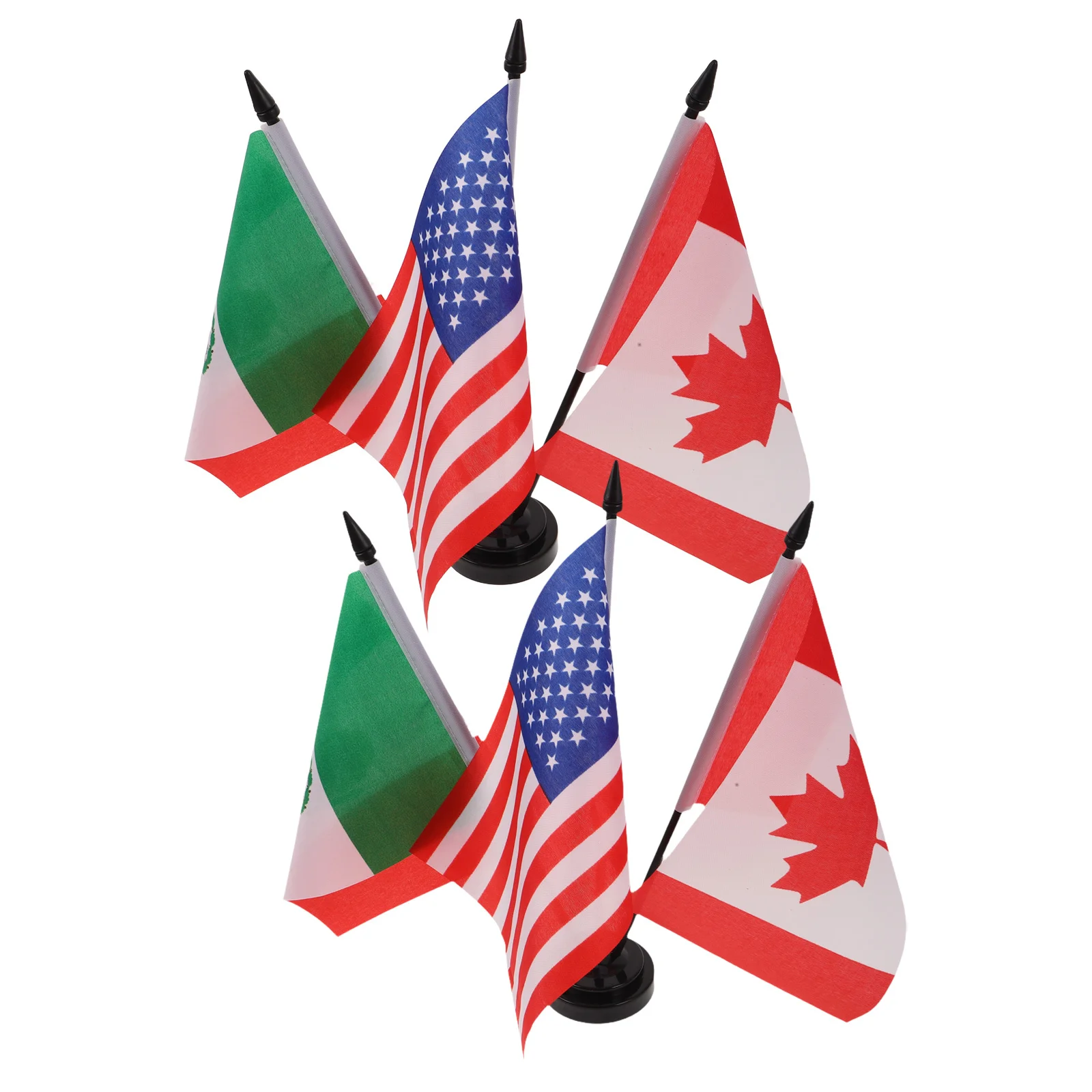 مجموعتان من أعلام الطاولة المصغرة مجموعة الولايات المتحدة الأمريكية كندا المكسيك ديكور سطح المكتب لأحداث الاجتماعات المكتبية علم الطاولة الصغيرة باللون الأسود #1