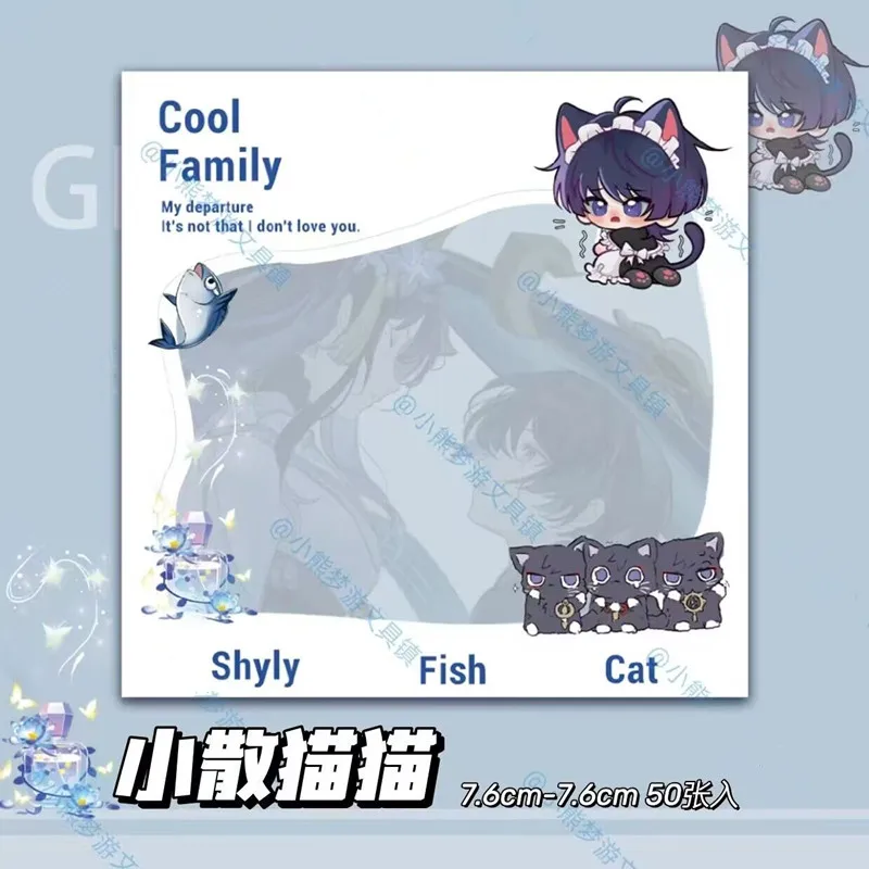 Genshin Impact Cute Anime Sticky Notes Scaramouche XIAO HUTAO Cosplay Memo Notebook Stationery Office Supplies Fans Gift