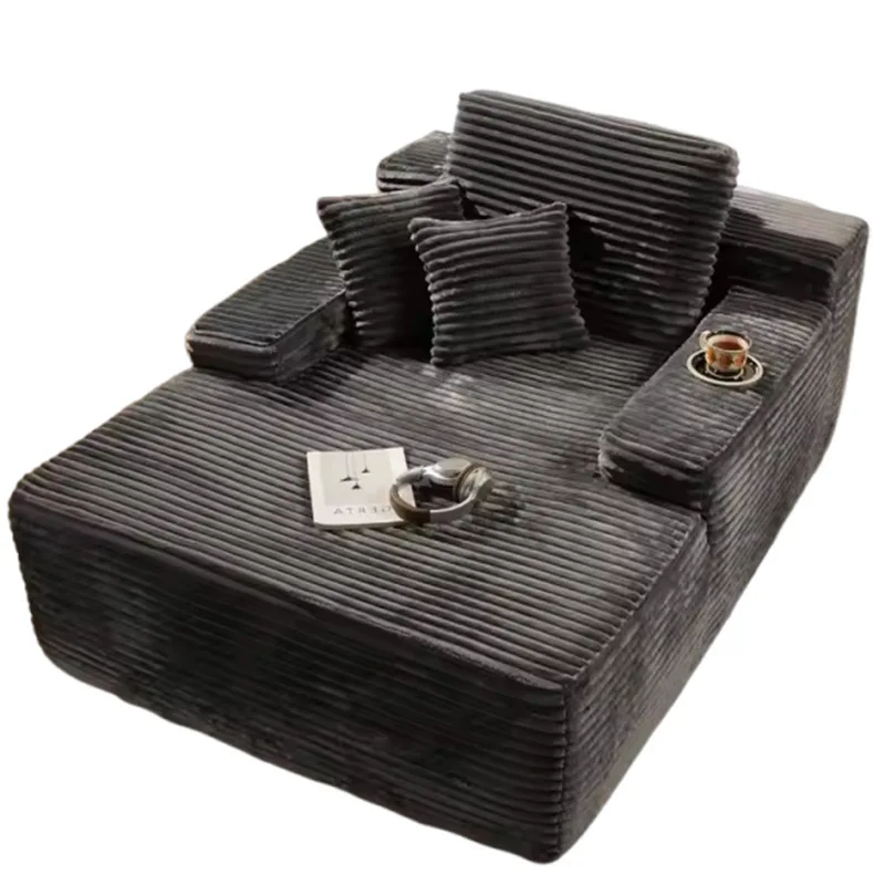 

Vacuum compression roll bag chaise longue sofa recliner pure sponge integrated compression sofa corduroy fabric without skeleton