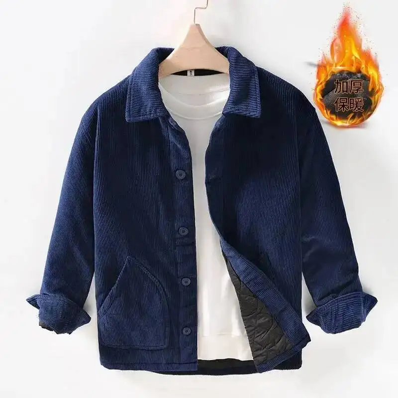 

Fall Winter 'S Corduroy Parkas Wadded Jacket Casual Solid Color Thick Warm Loose Thickened Cotton Padded Outerwear Coats For