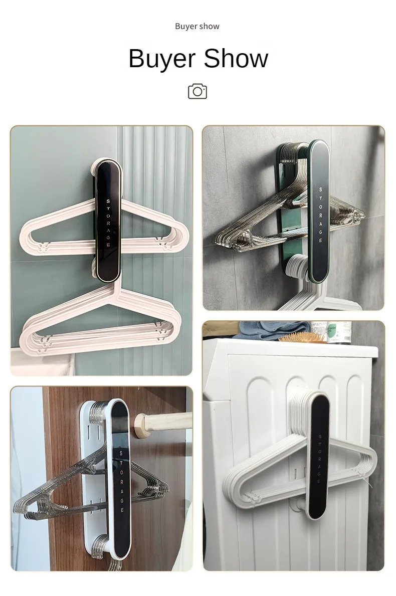 Retractable Clothes Hanger Organizer Wall Mounted Punch-free Expandable Hanging Rack Storage Multi-Functional Organizer Shelf