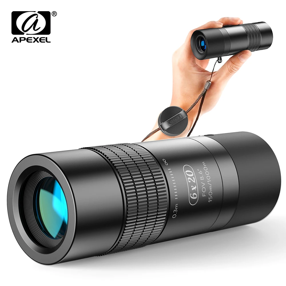 APEXEL 6X 0.3m Closest Focus telescope Optics lens monocular HD BAK4 Prism telephoto for all Smartphones Hunting Camping Travel