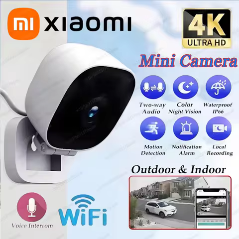 Xiaomi HD 4K 미니 보안 카메라 Ip65 방수 풀 컬러 야간 투시경 모션 감지 감시 Wifi 모니터 및 2 웨이 오디오