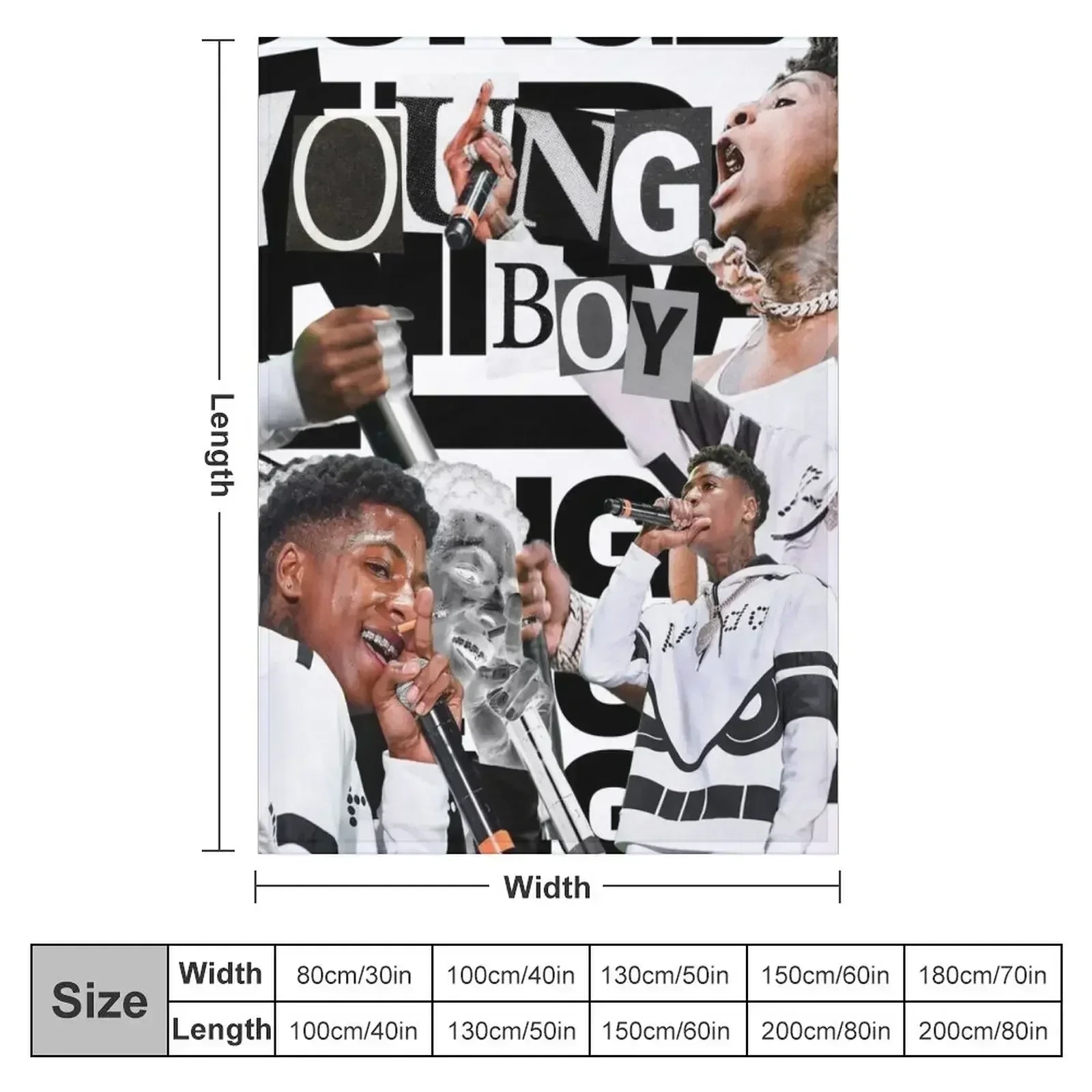 Youngboy | B&W Billionaire Collage Throw Blanket Luxury Baby Blankets