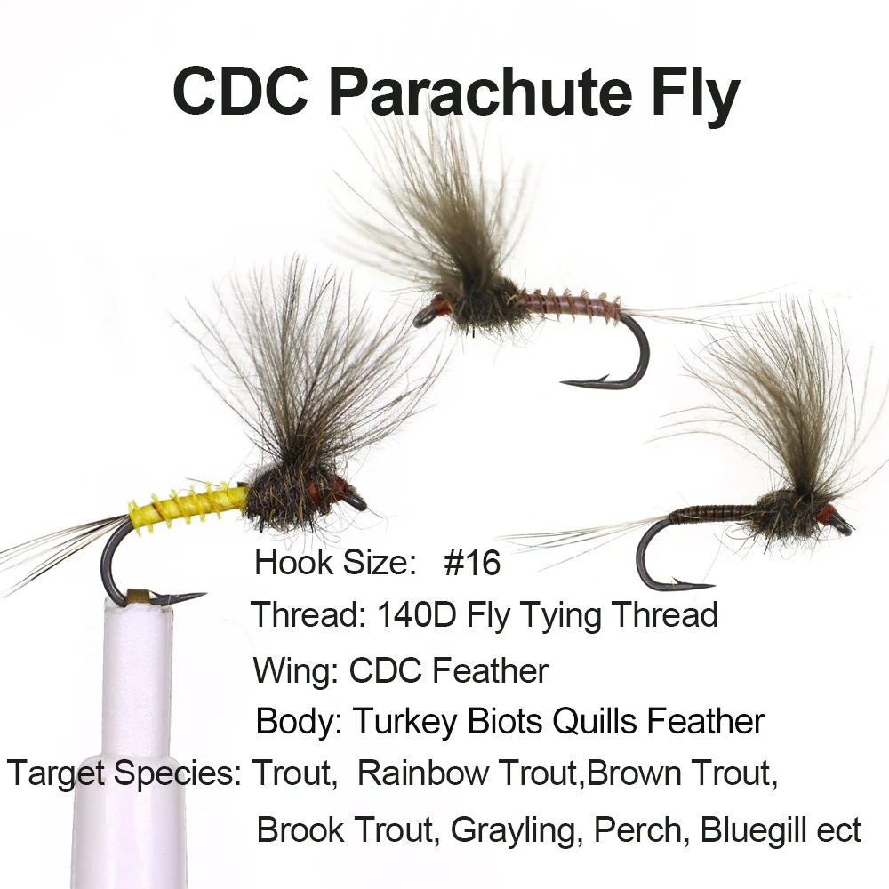 ICERIO 6 قطعة CDC الجناح Mayfly الجافة يطير المظلة الجافة يطير الاصطناعي Emerger الحشرات الطعم لسمك السلمون المرقط Grayling الصيد إغراء # 16 شائكة #3