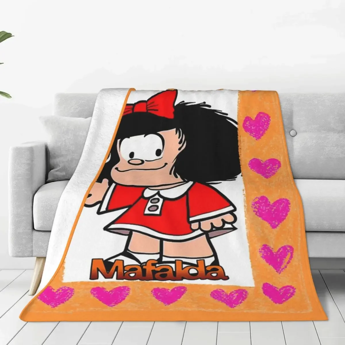 Mafalda Heart Blankets Flannel Textile Decor Happy Mafalda Comic Relax Soft Throw Blanket for Bedding Travel Rug Piece