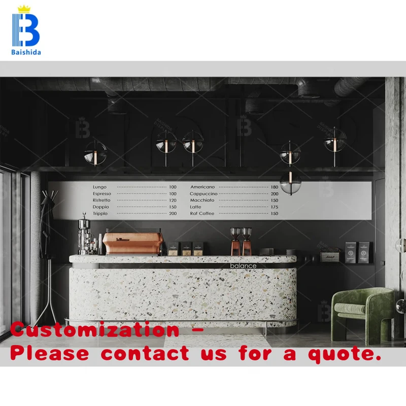 

custom.Custom Interior Design Elegant Coffee Shop Furniture Custom Counter Bar with LED Lighting Store and House