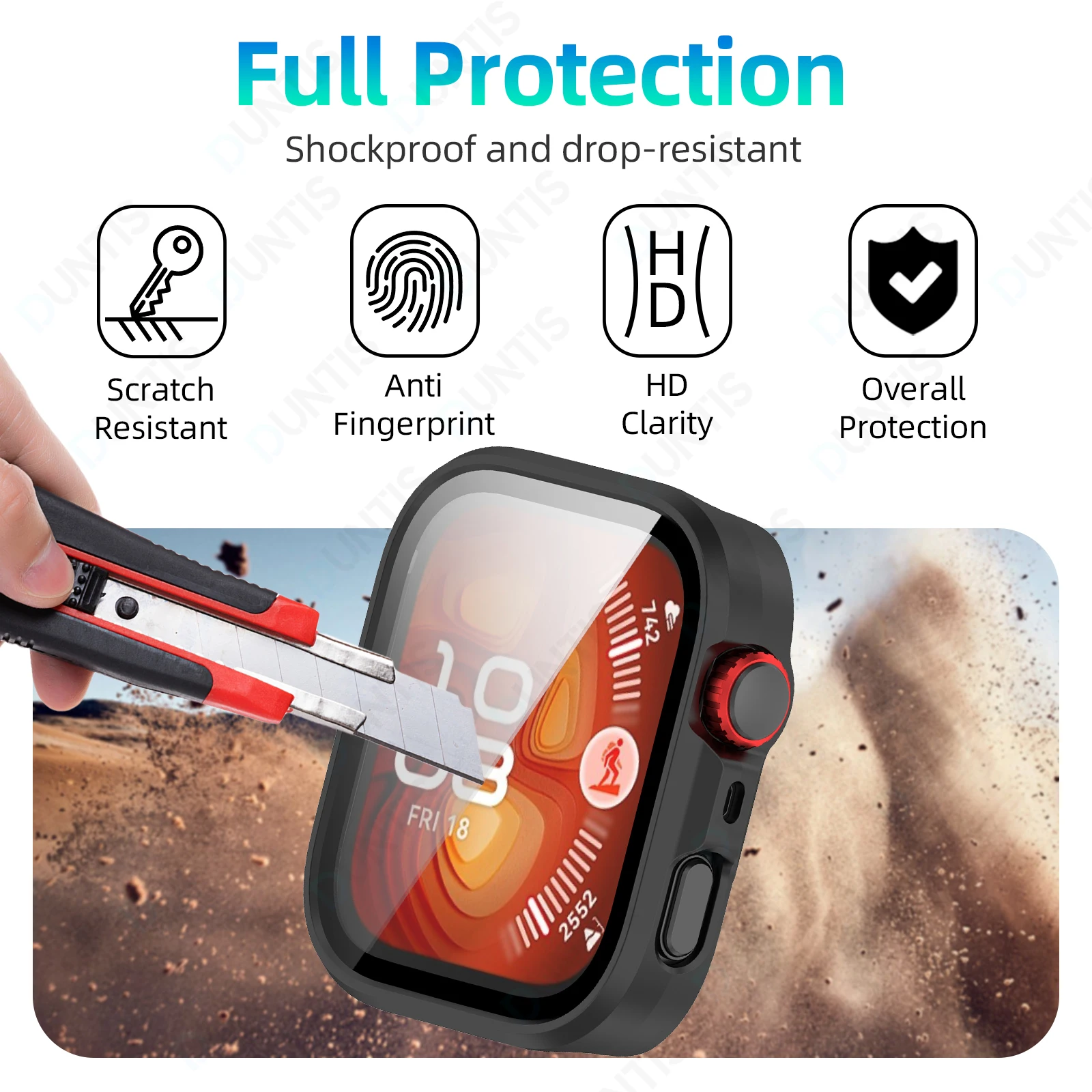 Glass+PC Case For Huawei Watch Fit 5 / 5 Pro Hard Bumper Built-in Ultra-HD Tempered Glass Protector Cover Accessories
