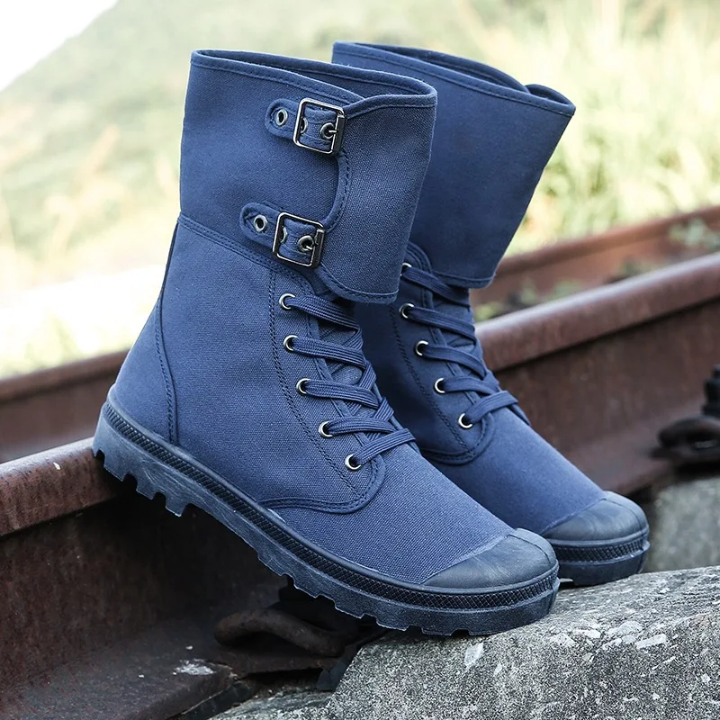 Classical Men Desert Boots Canvas Mens Working Safty Shoes High Top Tooling Boots Men\'s Ankle Boots Fashion botas masculino