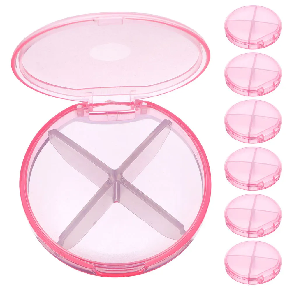 

7Pcs Compact Pill Organizer Round Travel Medication Storage Box with Individual Sections Portable Medicine Holder for Purse