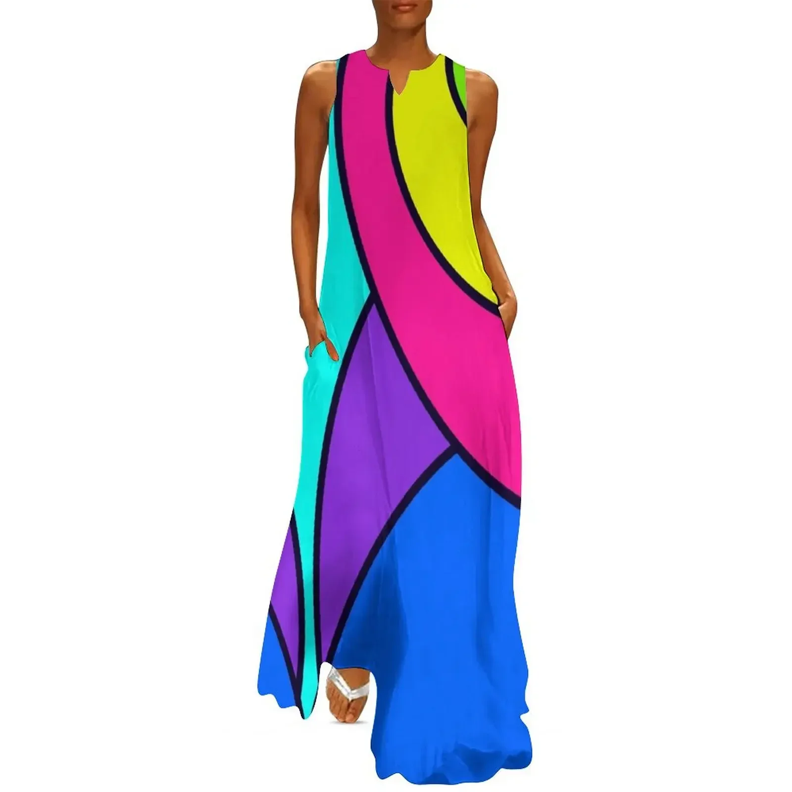 

Bright geometric Long Dress long dress women summer Woman clothing dress dresses Women's dresses