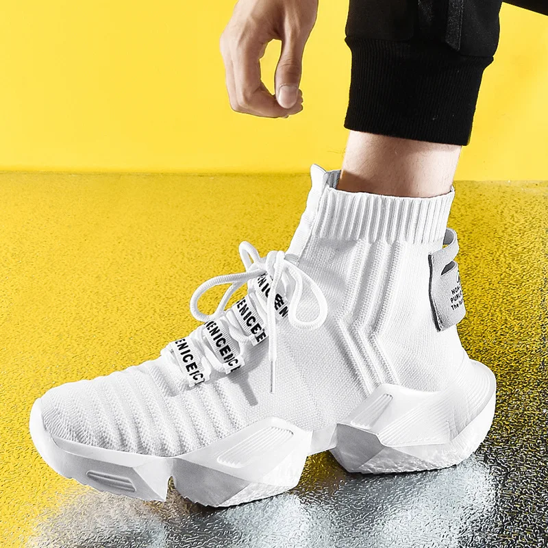 

Fashion High Quality Mesh Breathable Sneakers Men Casual Shoe Lightweight Lace-up Man's Walking Comfortable High Top Sneakers