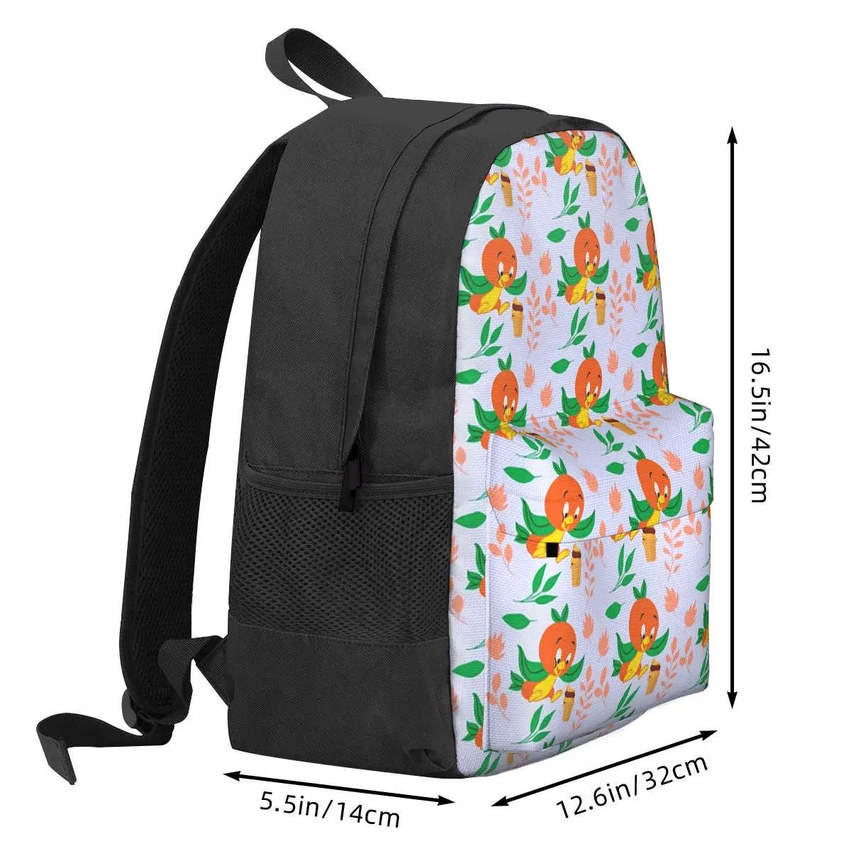 Orange Bird And Citrus Swirl Backpack Student BookBag Children School Bag Computer Shoulder Bags for Boys Girls
