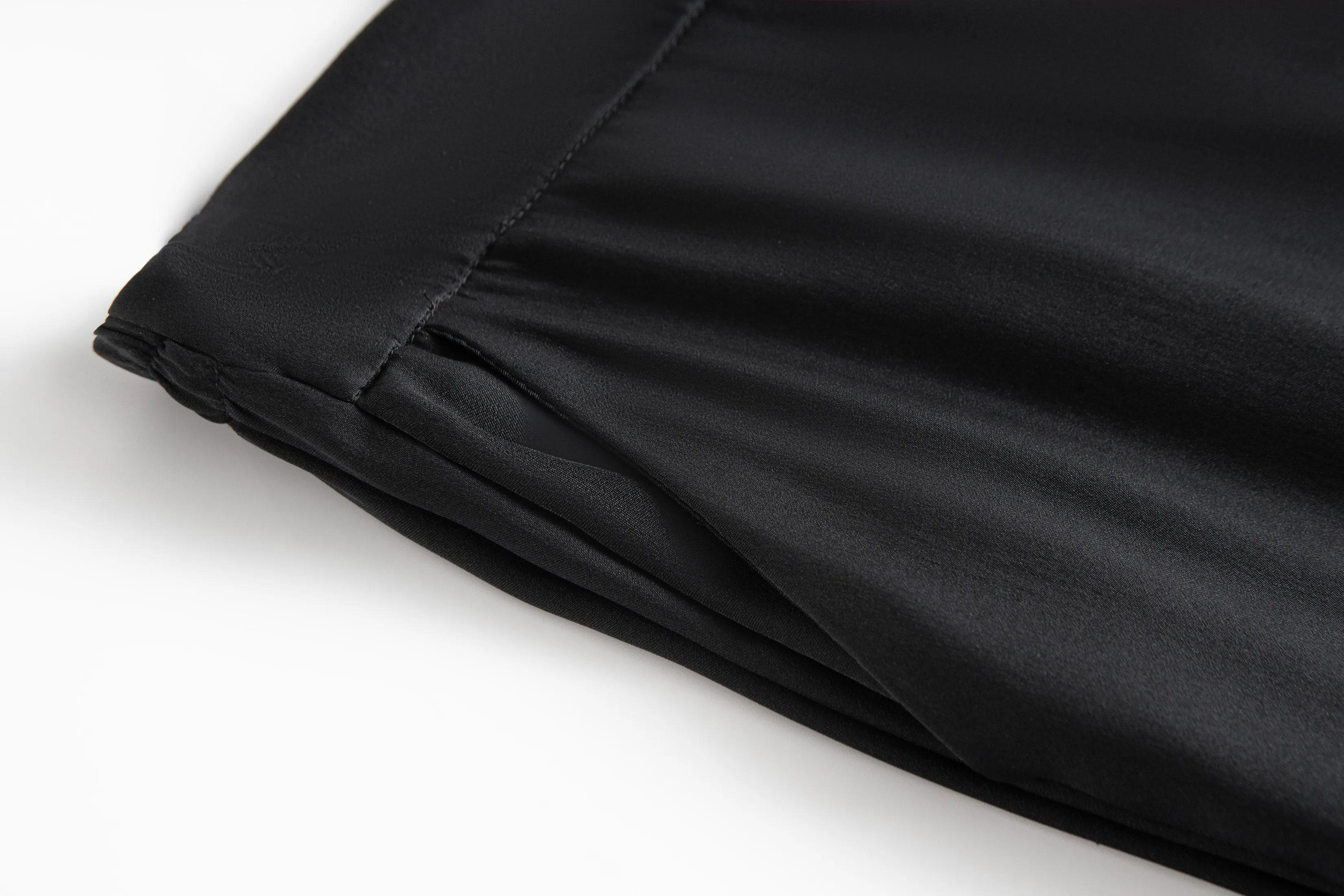 Women's Early Autumn New 93% Natural Mulberry Silk Elastic Double Qiao Satin Versatile Black Elastic Waist Straight Leg Pants