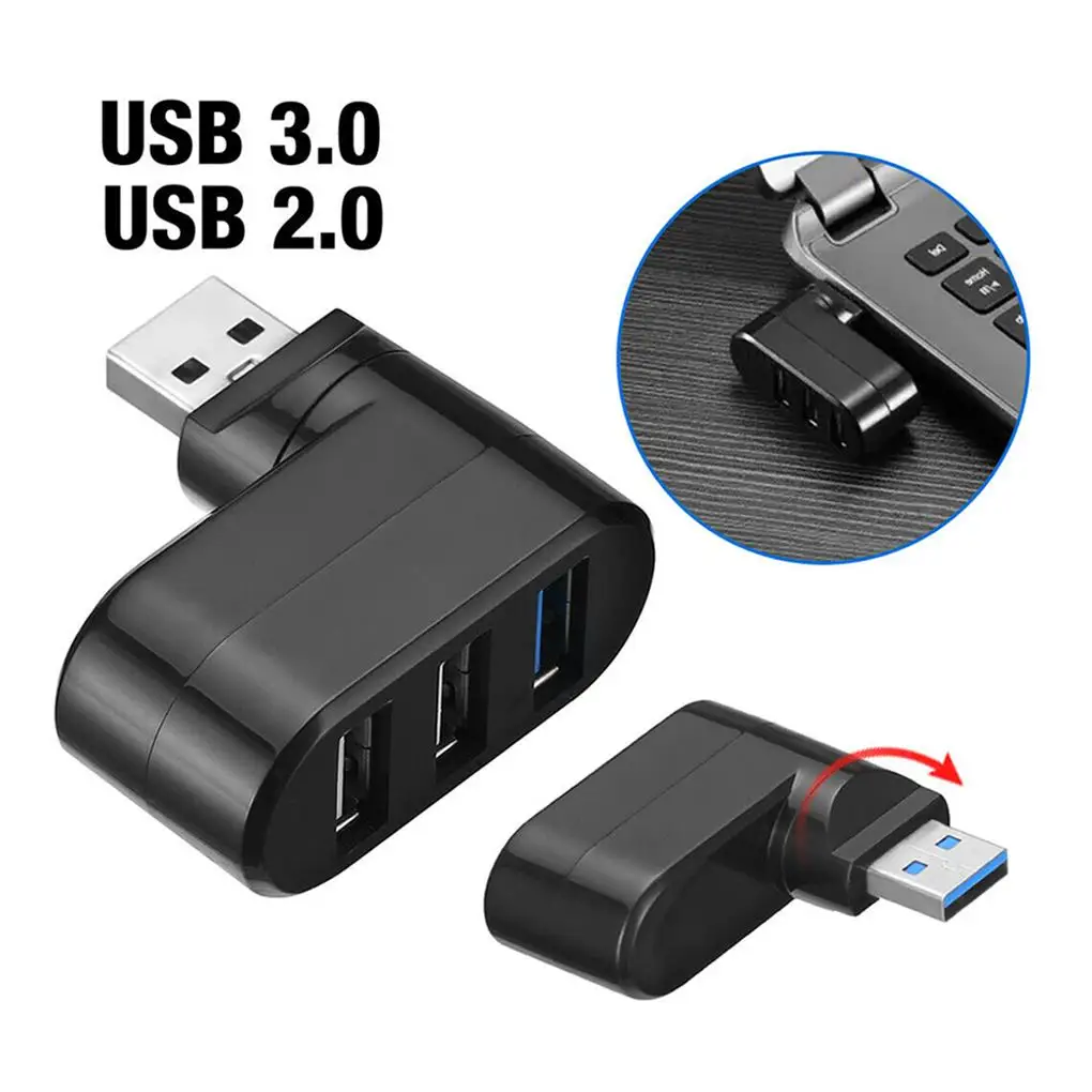 3 Port USB3 0 Multi Hub Splitter 90 180 Degree USB2 0 Hub Expansion for