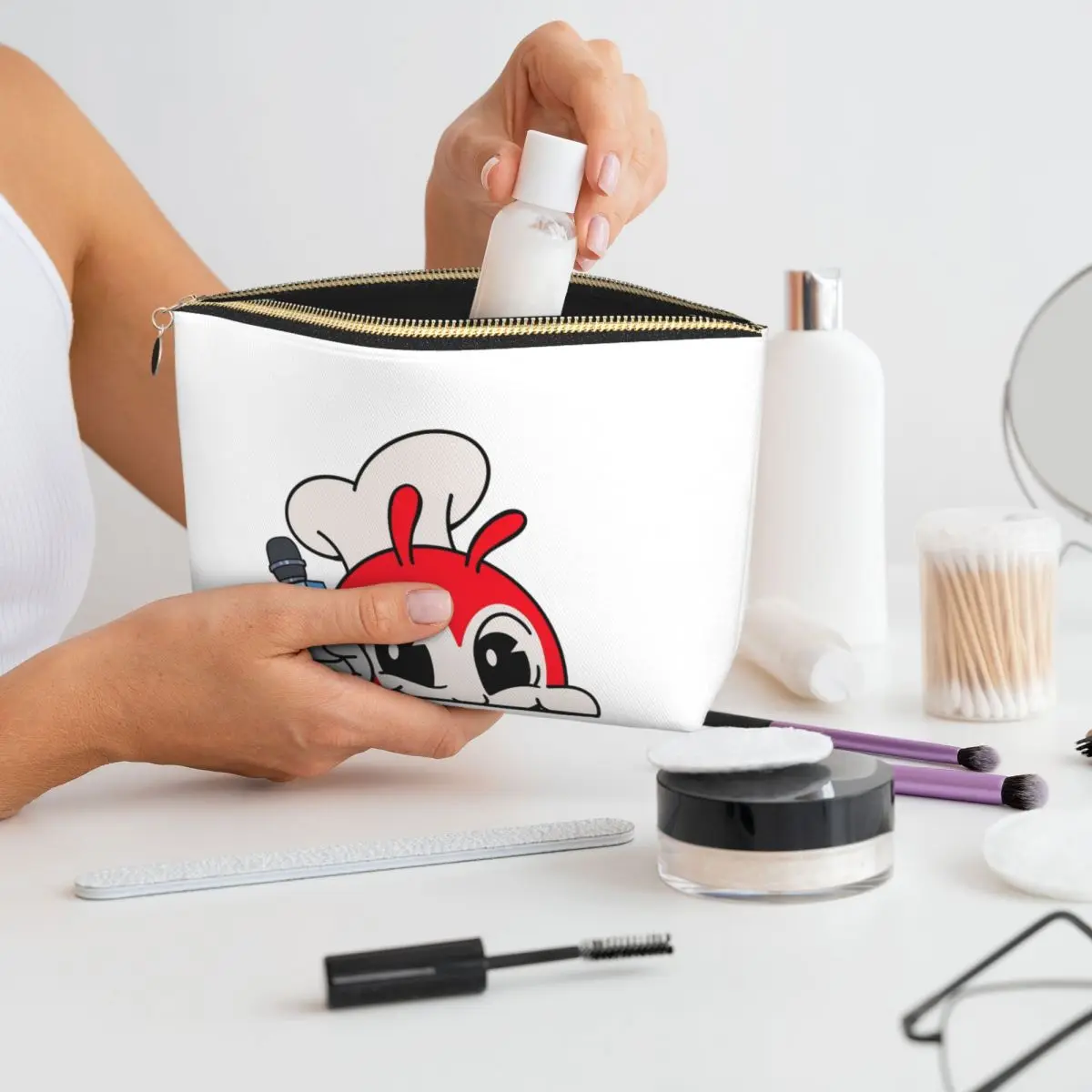 

Jollibee Peeking караоке микрофон филиппинские женские косметички дорожный органайзер для макияжа сумка для хранения туалетных принадлежностей Dopp Kit Box