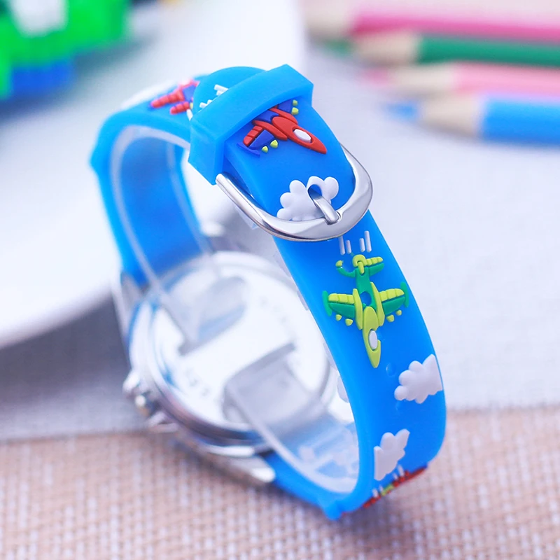 Relojes de pulsera con correa de silicona para niños, niñas y niños pequeños, dibujos animados geniales, avión, helicóptero, estudiantes, tiempo de