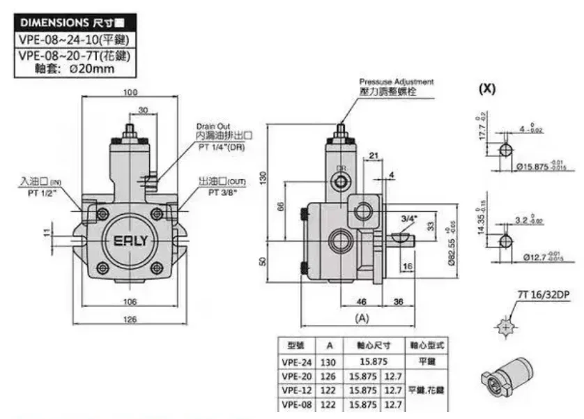 New oil pump VPE-F20D-10 vane pump VPE-F30D/F40D/F15D/C/B-10 9T 7T 1PCS